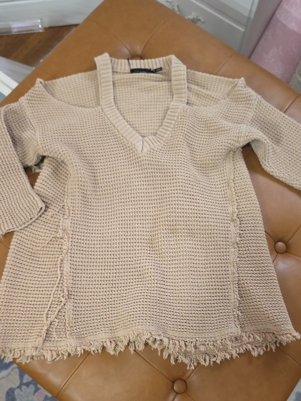 S Blu Pepper Cream V-Neck Chunky Knit Sweater